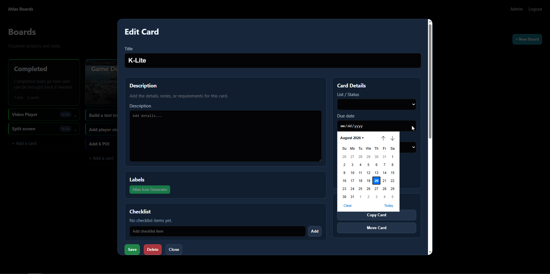 Atlas Boards – Calendar