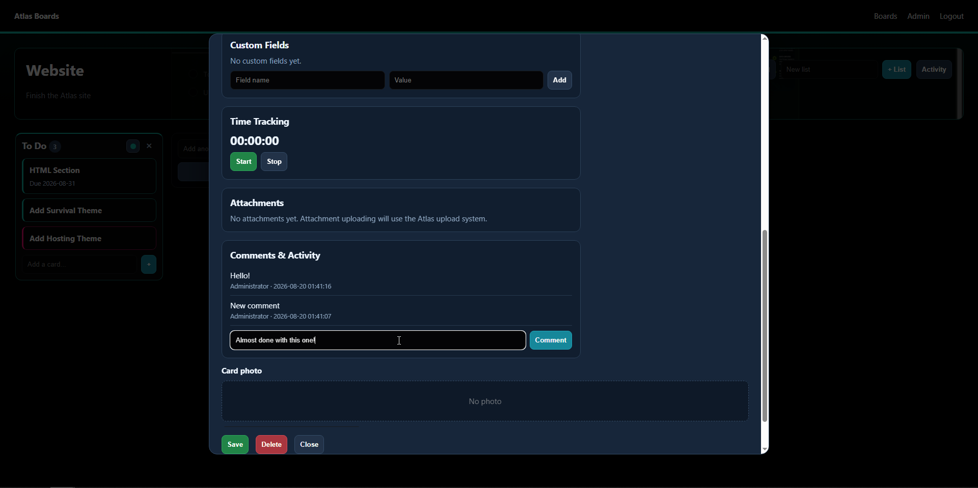 Atlas Boards – Card Comments